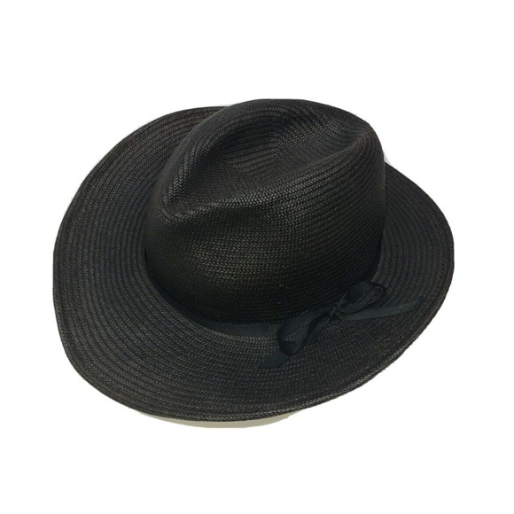 Goorin Bros Shantung Straw Woven Black‎ Fedora Hat Size One Size Fits All - Picture 1 of 6